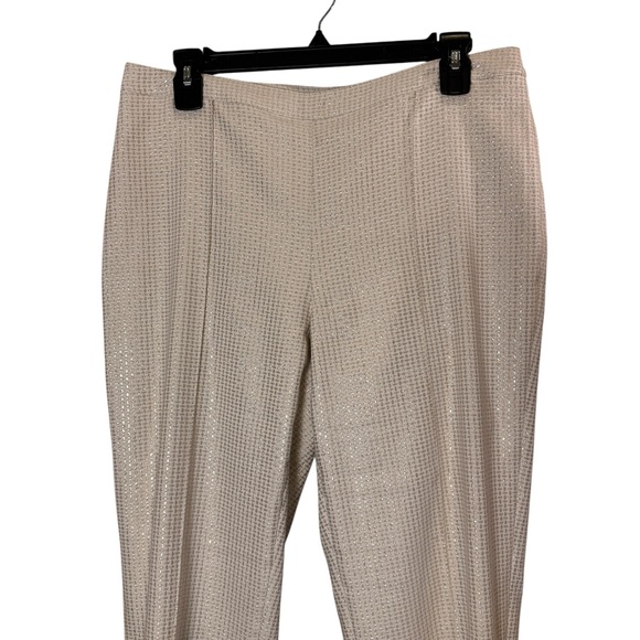 St. John Couture Emma Cream and Gold Silk Ankle Pants sz 8 - Picture 2 of 13